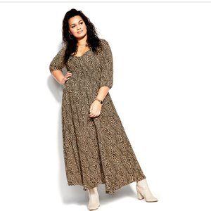City Chic Luxe Animal Print A-Line Dress NWT